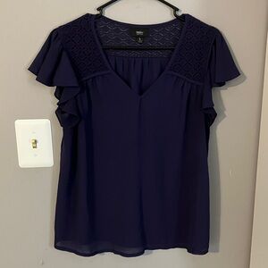 Mossimo Elegant Deep Purple Ruffle Sleeve Top